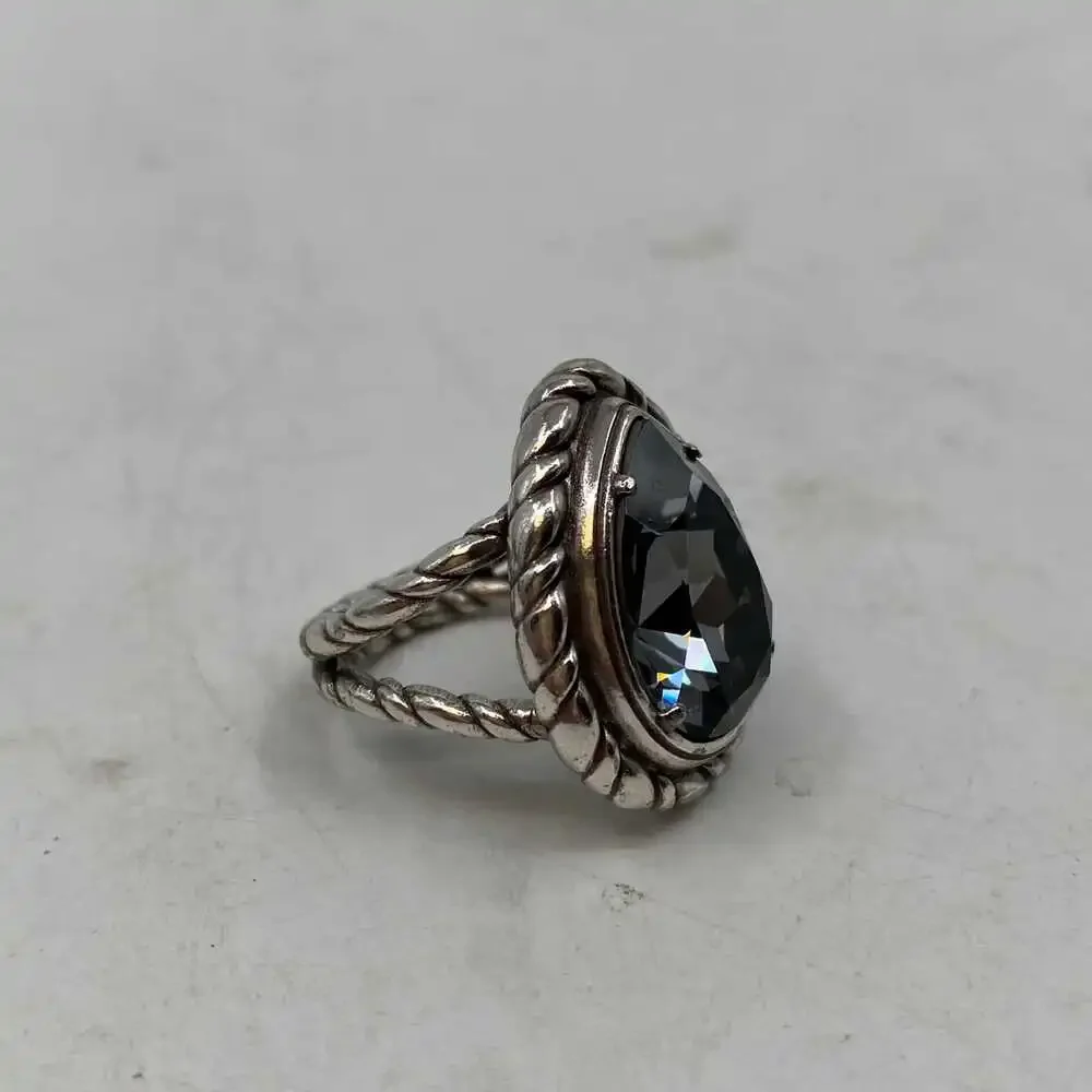 Brighton Silver Gray Teardrop Large Crystal Ring | OS Regular